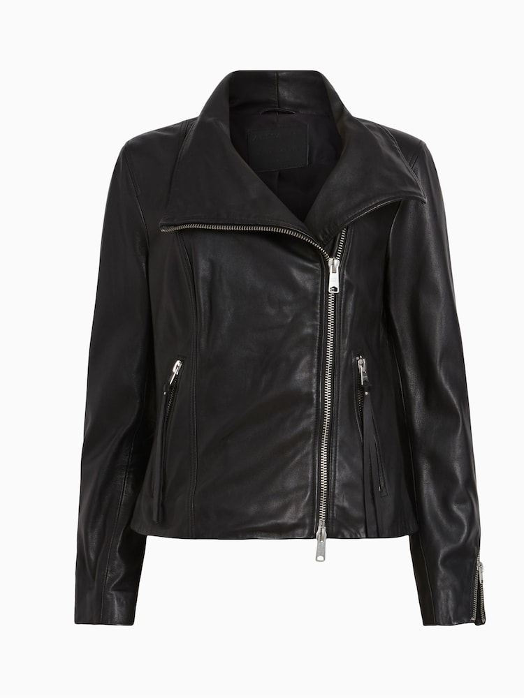 AllSaints Black Ellis Biker Jacket - Image 7 of 7