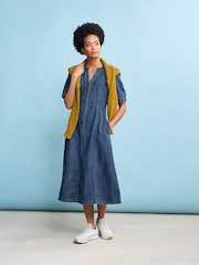 Seasalt Cornwall Blue Wightwick Denim Midi Dress - Image 1 of 6