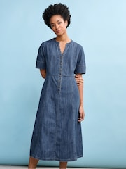 Seasalt Cornwall Blue Wightwick Denim Midi Dress - Image 2 of 6
