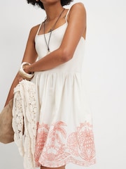 River Island Cream Embroidered Palm Tree Hem Mini Dress - Image 4 of 4