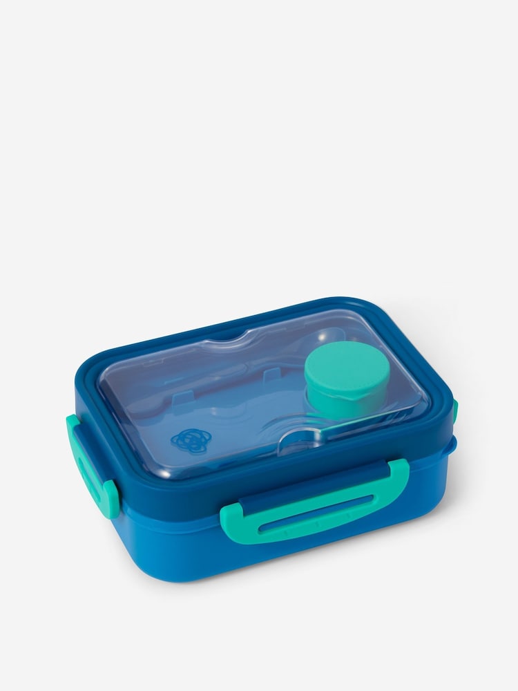 Smiggle Blue Discover Stainless Steel Clip Bento Lunchbox - Image 1 of 2 Smiggle Blue Discover Stainless Steel Clip Bento Lunchbox - Image 1 of 2