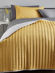 Ochre Yellow Reversible Cotton Rich Bedspread - Image 1 of 3