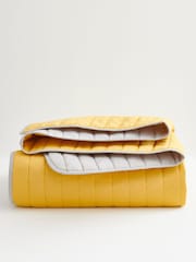 Ochre Yellow Reversible Cotton Rich Bedspread - Image 2 of 3