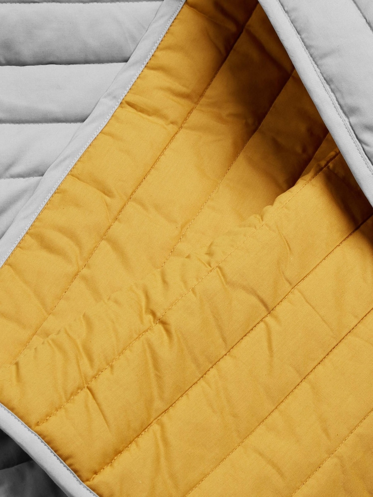 Ochre Yellow Reversible Cotton Rich Bedspread - Image 3 of 3