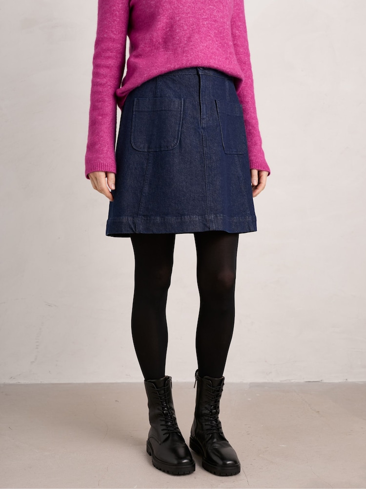 Seasalt Cornwall Blue 100% Cotton Rolling Sands Denim Skirt - Image 1 of 5