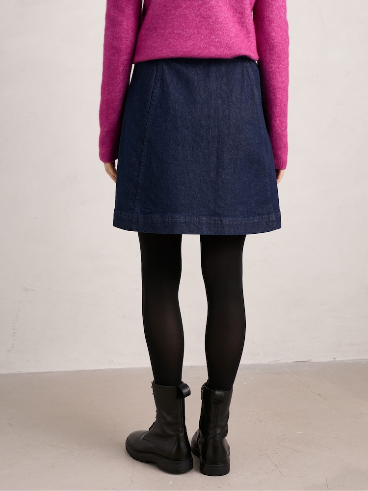 Seasalt Cornwall Blue 100% Cotton Rolling Sands Denim Skirt - Image 2 of 5