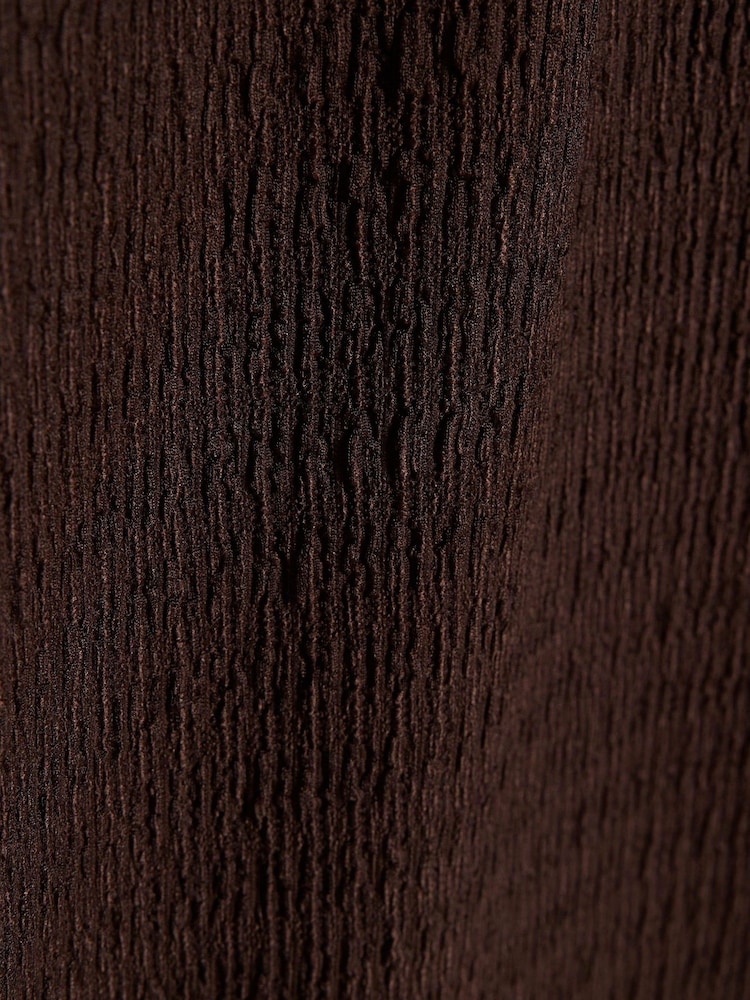 River Island Brown Textured Tied Top & Wide Fit Trouser Set - Image 5 of 5 River Island Brown Textured Tied Top & Wide Fit Trouser Set - Image 5 of 5