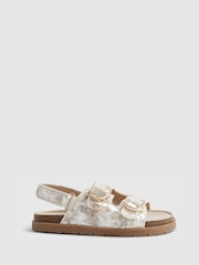 River Island Brown Sequin Footbed With Charm Sandals - Image 1 of 5