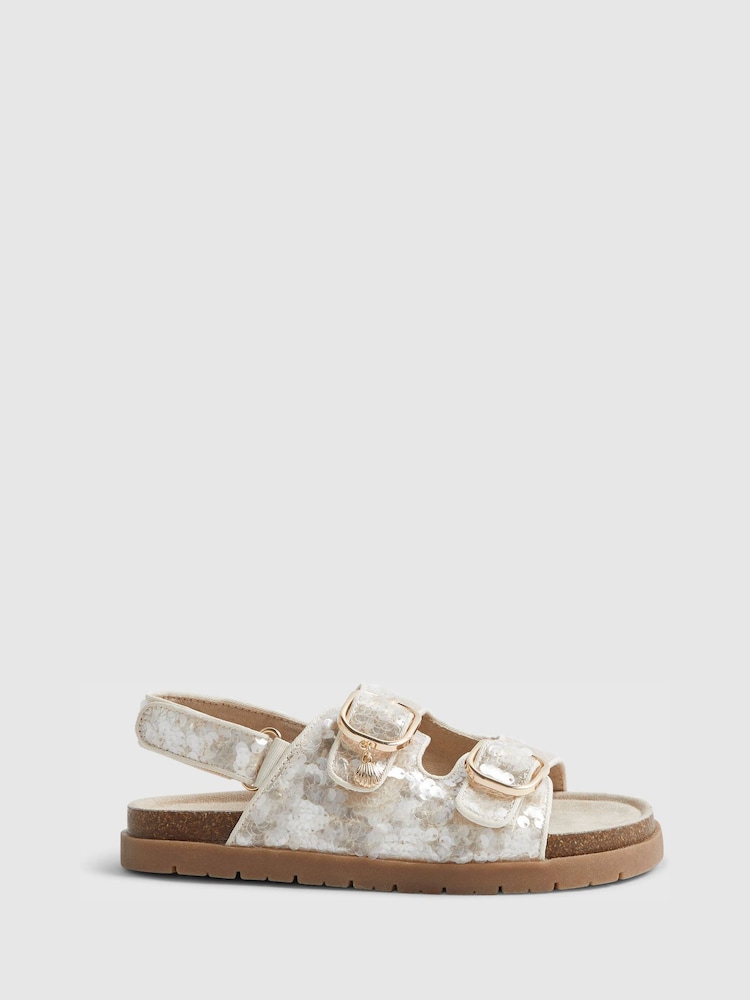 River Island Brown Sequin Footbed With Charm Sandals - Image 1 of 5
