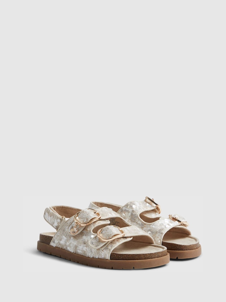 River Island Brown Sequin Footbed With Charm Sandals - Image 2 of 5