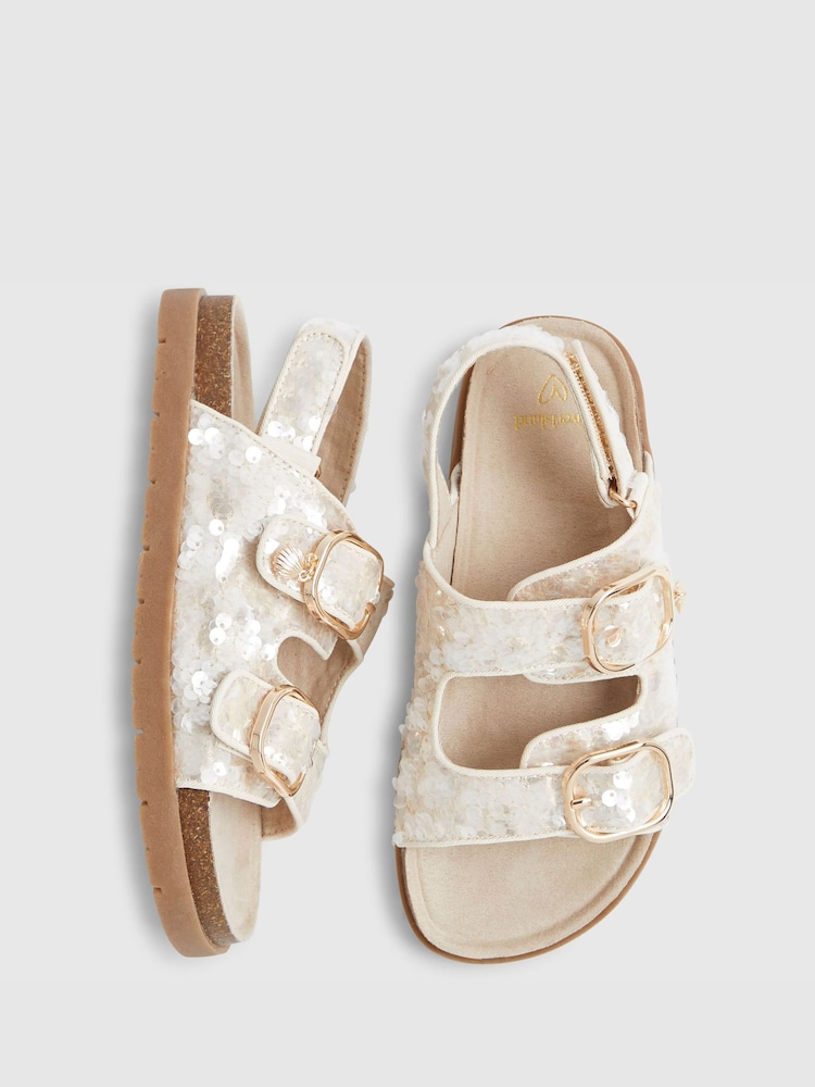 River Island Brown Sequin Footbed With Charm Sandals - Image 5 of 5