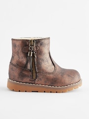Bronze Brown Wide Fit (G) Warm Lined Tassel Detail Zip Boots - Image 2 of 5