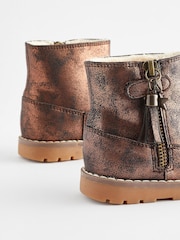 Bronze Brown Wide Fit (G) Warm Lined Tassel Detail Zip Boots - Image 3 of 5