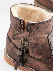 Bronze Brown Wide Fit (G) Warm Lined Tassel Detail Zip Boots - Image 5 of 5