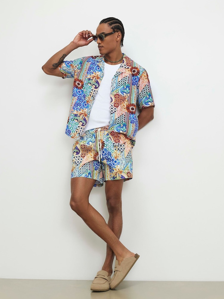 River Island Blue Del Maar Mosaic Swim Shorts - Image 4 of 4