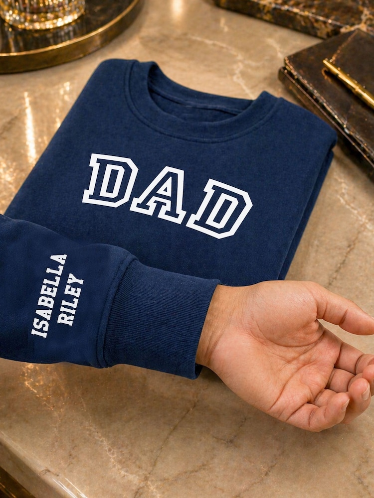 Personalised Dad Sweatshirt with Names on Sleeve by Loveabode - Image 1 of 4 Personalised Dad Sweatshirt with Names on Sleeve by Loveabode - Image 1 of 4