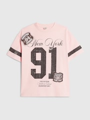 River Island Pink New York  T-Shirt - Image 1 of 4