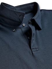 Charles Tyrwhitt Blue 100% Cotton Plain Short Sleeve Jersey Polo Shirt - Image 4 of 5