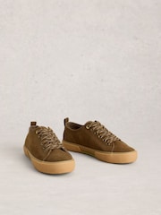 White Stuff Green Pippa Suede Lace Up Trainers - Image 1 of 4