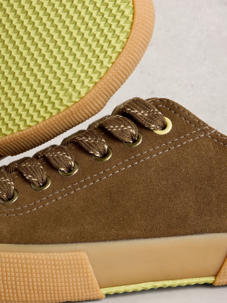 White Stuff Green Pippa Suede Lace Up Trainers - Image 4 of 4
