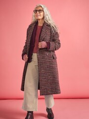 Seasalt Cornwall Purple Evenweave Wool Blend Checked Coat - Image 1 of 9