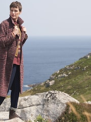 Seasalt Cornwall Purple Evenweave Wool Blend Checked Coat - Image 5 of 9