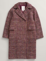 Seasalt Cornwall Purple Evenweave Wool Blend Checked Coat - Image 8 of 9