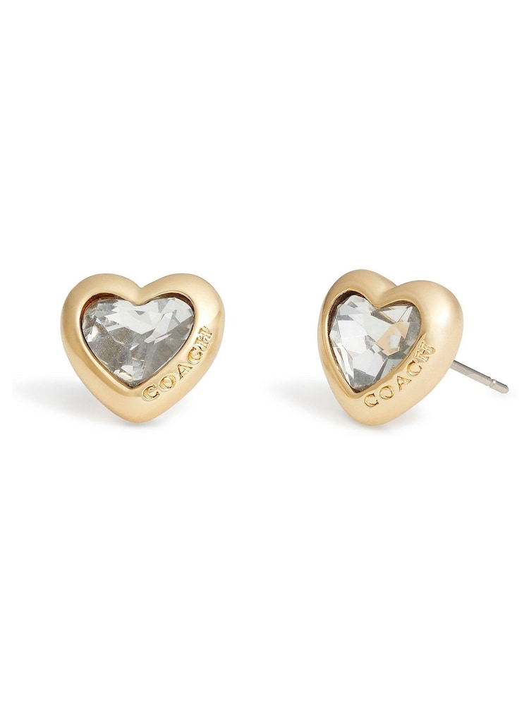 COACH Gold Tone Heart Stud Earrings - Image 1 of 2 COACH Gold Tone Heart Stud Earrings - Image 1 of 2