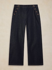 White Stuff Blue Reese Button Detail Jeans - Image 5 of 6