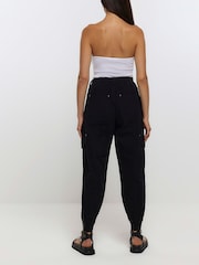 River Island Black Self Belt Cuffed Cargo Trousers - Image 2 of 3