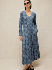 White Stuff Blue Reese Button Through Dress - Image 3 of 6