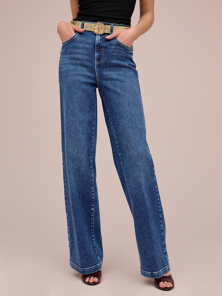 Donkerblauw - Jeans met wijde pijpen - Image 4 of 6
