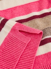 White Stuff Pink Sansa V-Neck Stripe Jumper - Image 5 of 5