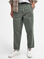 Barbour® Green Tapered Fit Grindle Twill Utility Trousers - Image 1 of 6