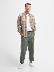 Barbour® Green Tapered Fit Grindle Twill Utility Trousers - Image 3 of 6