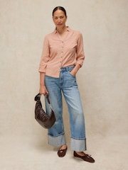 White Stuff Pink Annie Mix Jersey Shirt - Image 1 of 5
