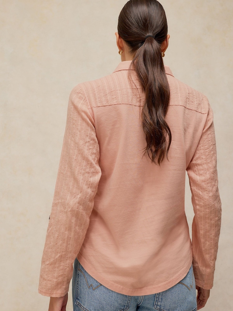 White Stuff Pink Annie Mix Jersey Shirt - Image 2 of 5