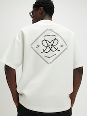 River Island White Oversized Monogram T-Shirt - Image 1 of 4