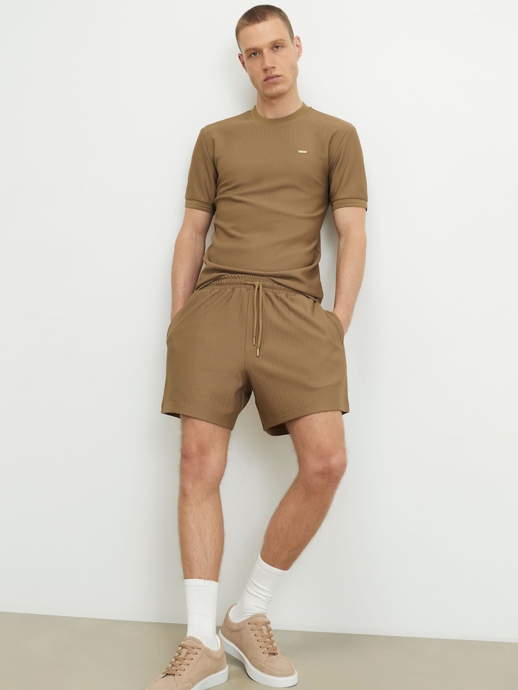 River Island Natural Textured Pull On Shorts - Image 1 of 4