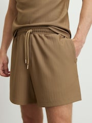 River Island Natural Textured Pull On Shorts - Image 3 of 4