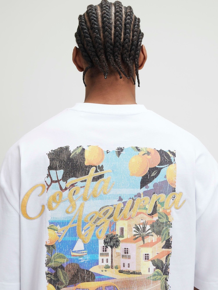 River Island Oversized Costa Azzurra Szene-T-Shirt - Bild 4 von 4 River Island Oversized Costa Azzurra Szene-T-Shirt - Bild 4 von 4
