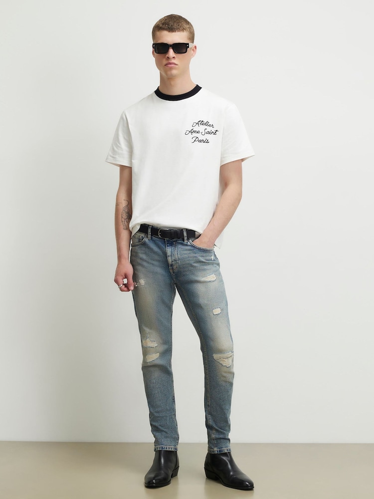 River Island窄管剪裁破洞牛仔褲 - 圖片 1/4
