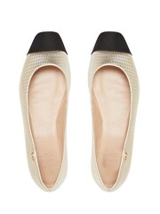 Dune London Gold Metallic Hamptons Square Toe Ballet Pumps - Image 4 of 5
