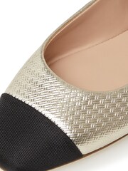 Dune London Gold Metallic Hamptons Square Toe Ballet Pumps - Image 5 of 5