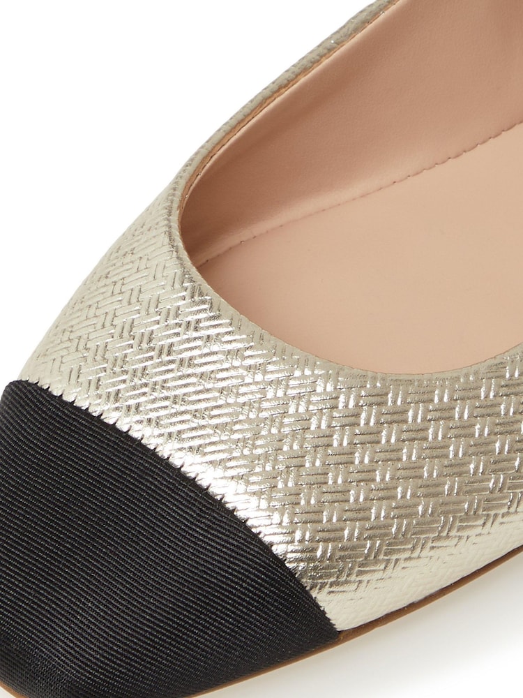 Dune London Gold Metallic Hamptons Square Toe Ballet Pumps - Image 5 of 5