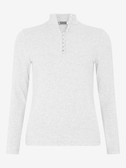 Mint Velvet Grey Rouleau Button Cotton Rich Top - Image 3 of 4