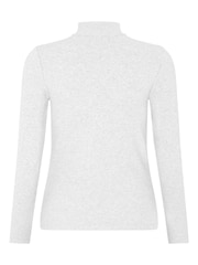 Mint Velvet Grey Rouleau Button Cotton Rich Top - Image 4 of 4