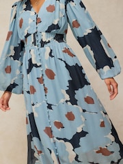 White Stuff Blue Leela Midi Dress - Image 3 of 5