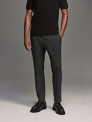 Charcoal Grey Elasticated Waist Smart Wool Blend Joggers - Image 1 of 10
