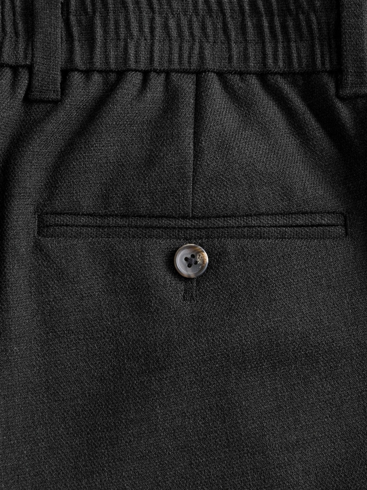 Gris de charbon de bois - Blend élégant en laine mélangée à taille élastiquée - Image 3 of 10